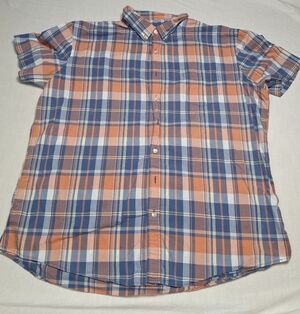 Sonoma Men's Casual Plaid Shirt - Orange and Blue